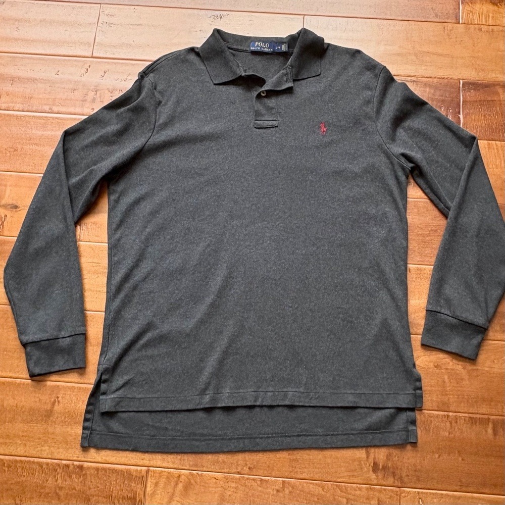 Polo Ralph Lauren Long Sleeve Polo Shirt, Mens Large‎ Charcoal Gray